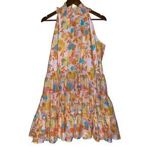 Alexis Admor Molly Mock Neck Tiered Mini Dress Women 12  Cottagecore  NWT Dainty